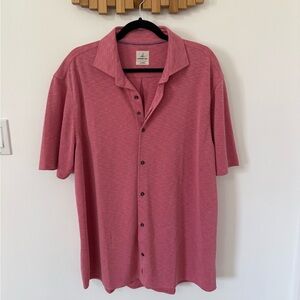 johnnie-O Men’s Hangin’ Out, Casual Pink Button Down Shirt, Size X Large